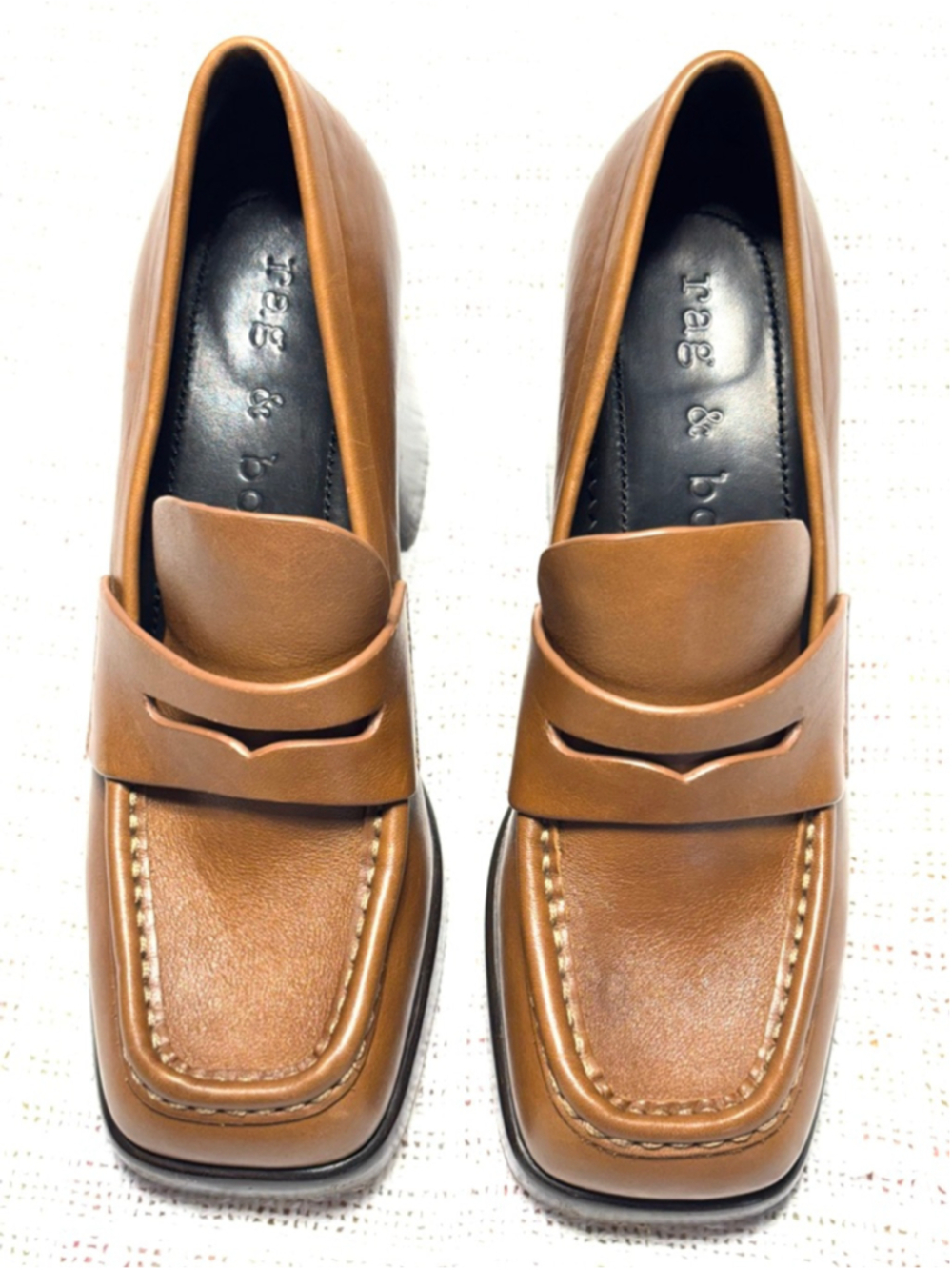 Rag & Bone Women's Preppy Chestnut Matrixx Leather Platform Loafers SZ 6.5/7 - Picture 2 of 10